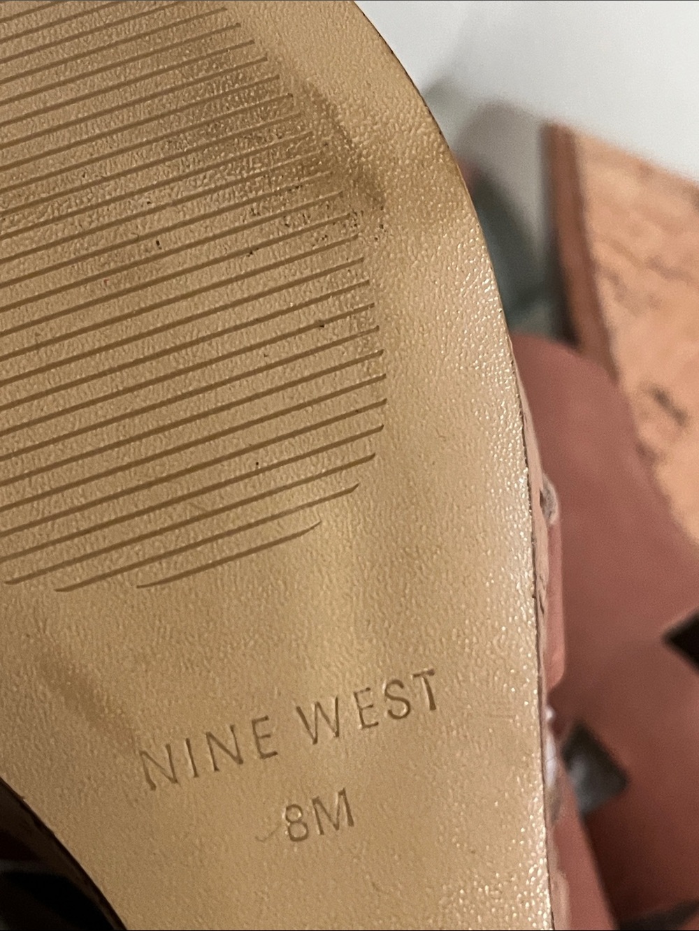 Nine West Brown Leather Cutout Cork Wedge Sandals Size 8 Beautiful - Picture 8 of 9